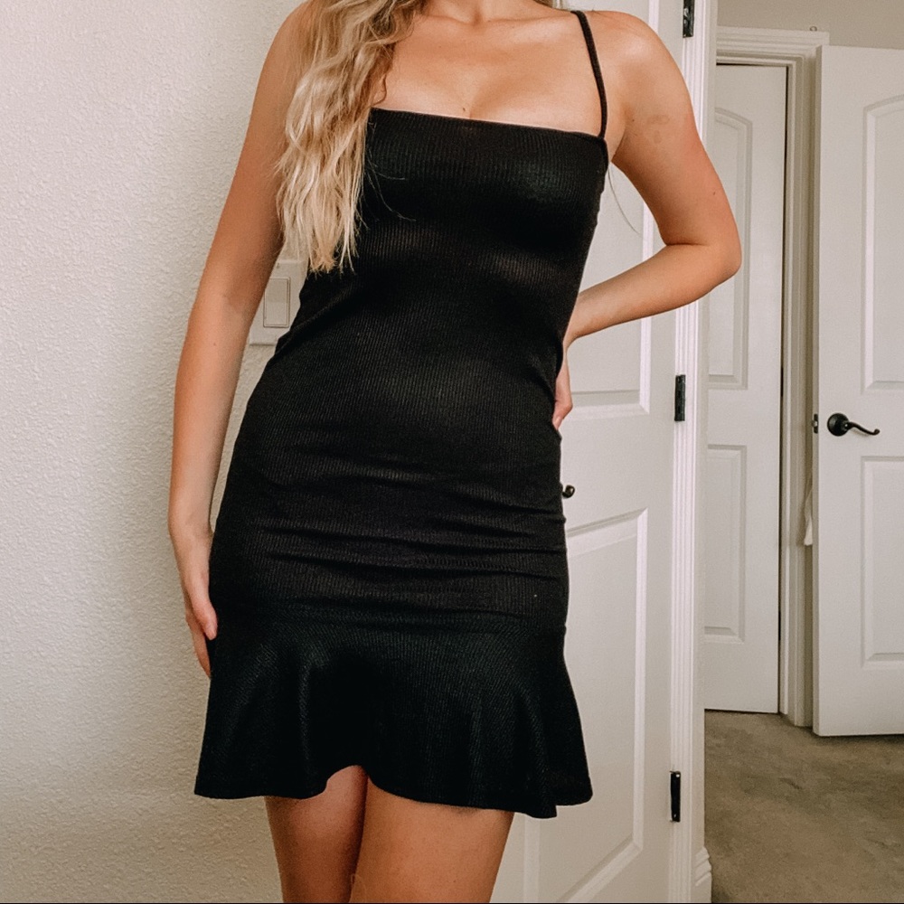 NWT Nasty Gal Black Ribbed Dress - Picture 2 of 6
